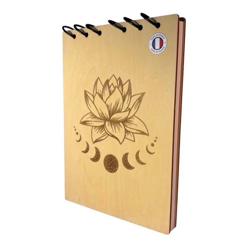010 - Bloc note fleur de lotus avec phases de la lune