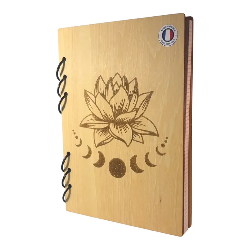 010 - Cahier fleur de lotus avec phases de la lune