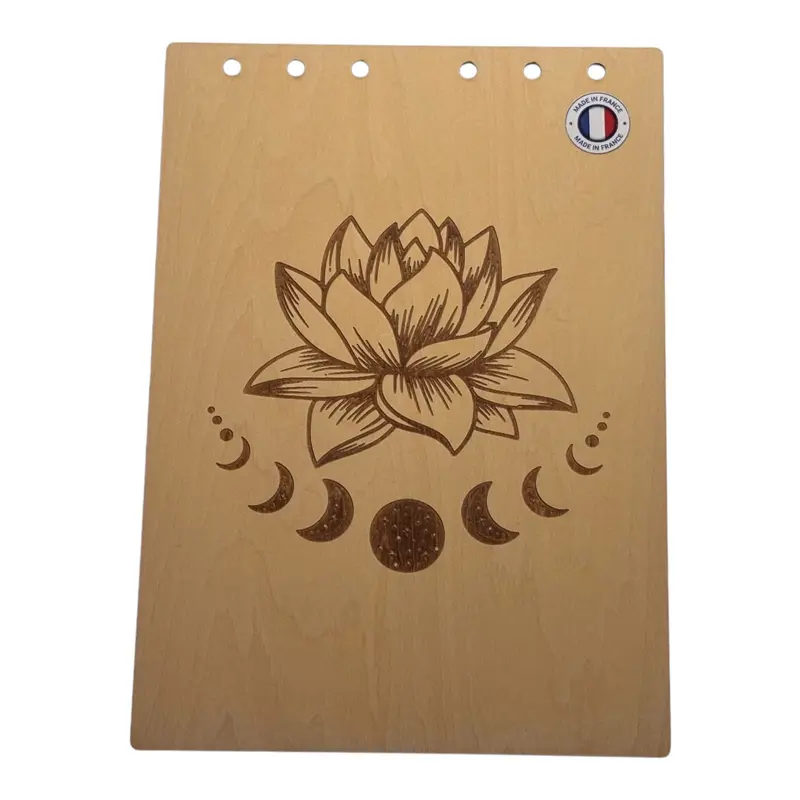 010 - Couverture bloc note fleur de lotus avec phase de la lune