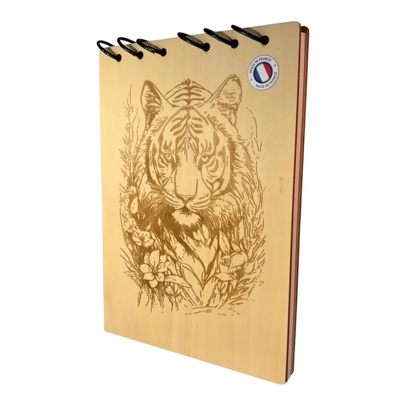 017 - Bloc note tigre avec des fleurs