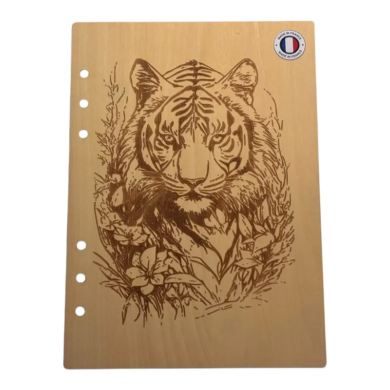 017 - Couverture cahier tigre avec des fleurs