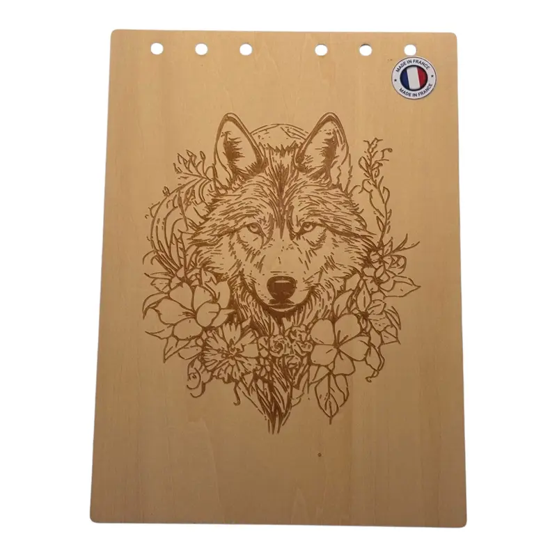 018 - Couverture bloc note tête de loup avec des fleurs
