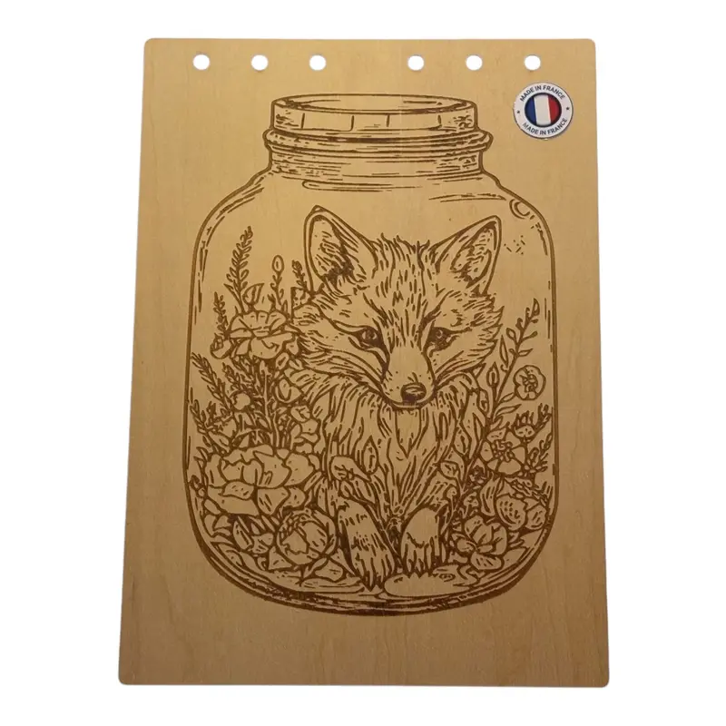029 - Couverture bloc note renard dans un bocal