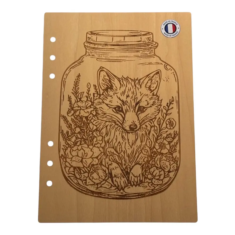 029 - Couverture cahier renard dans un bocal