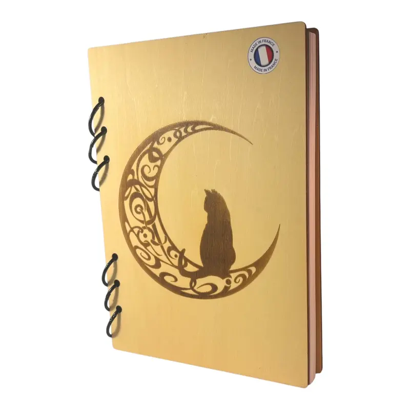 031 - Cahier chat sur une lune en arabesque