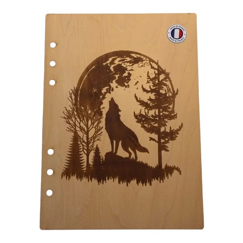 043 - Couverture cahier loup au clair de lune
