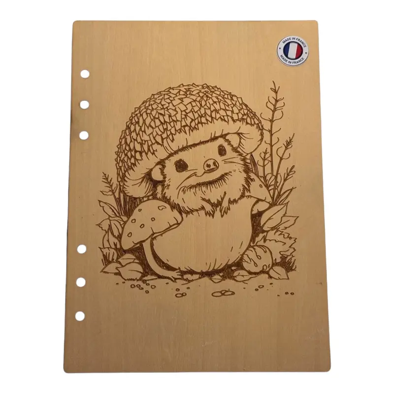 053 - Couverture cahier hérisson champignon