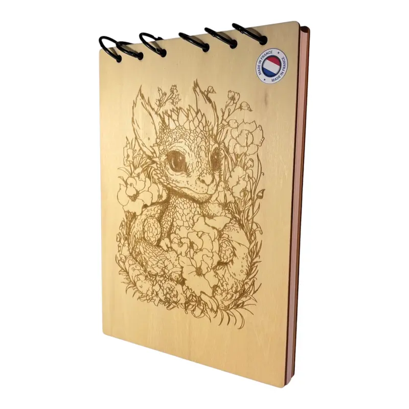 054 - Bloc note dragon dans les fleurs