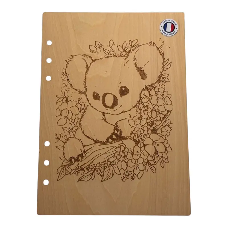 057 Couverture cahier koala avec fleurs