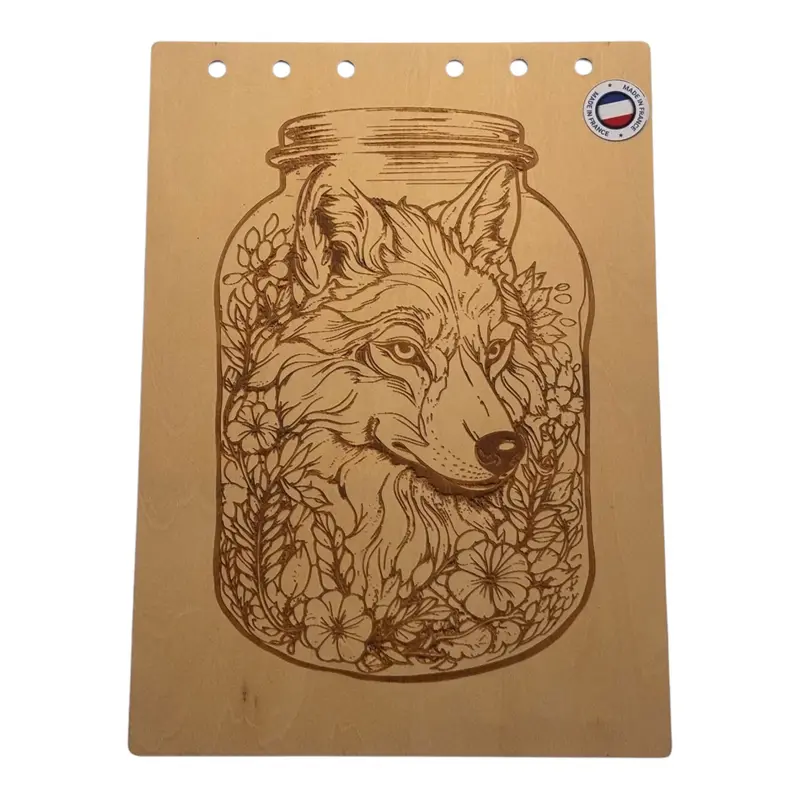 063- Couverture bloc note Loup dans un bocal