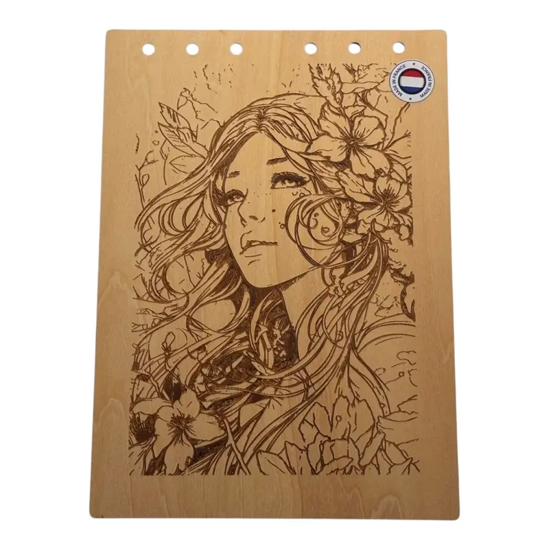 069 Couverture bloc note Elfe entourée de fleurs