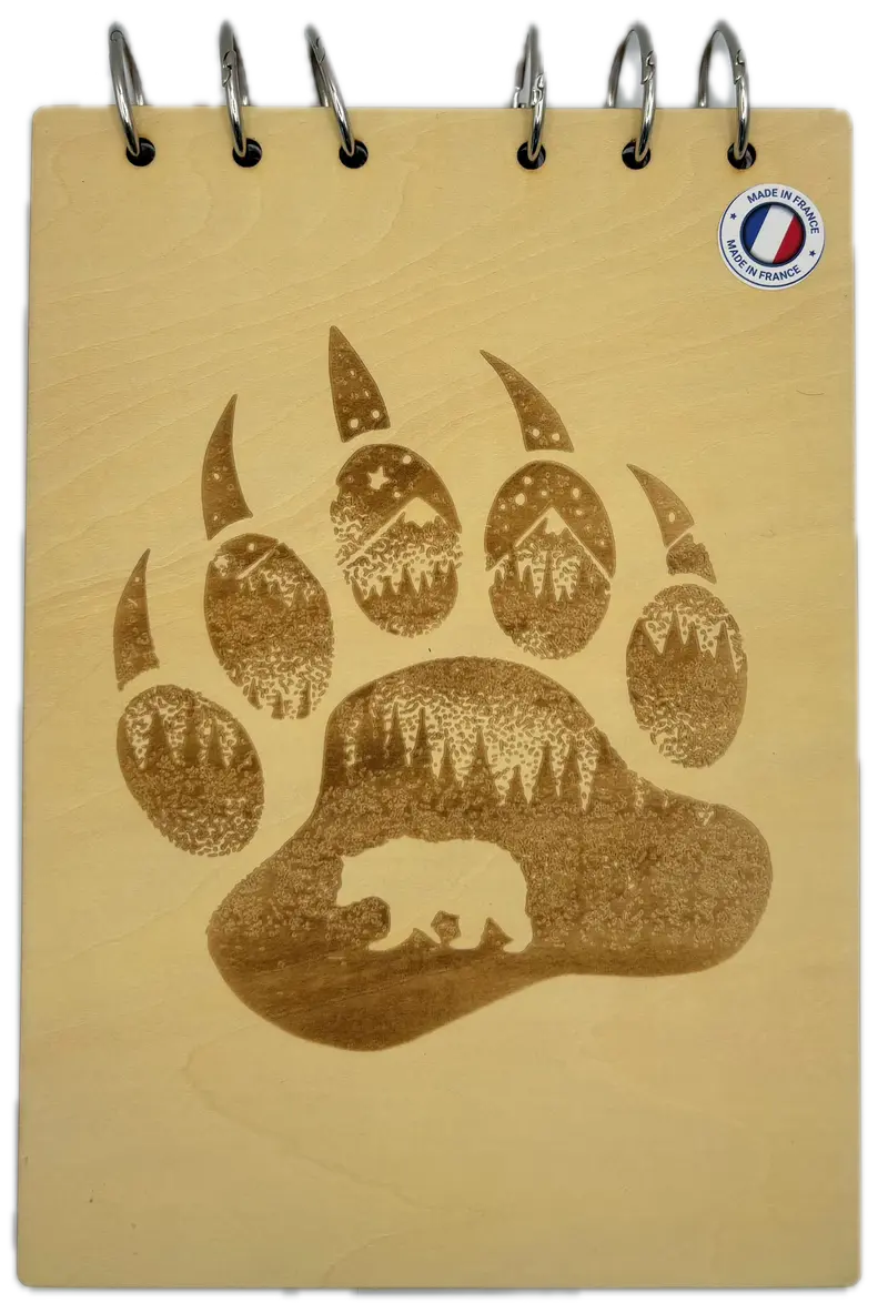 077 - Bloc note Patte d'ours avec une silhouette d'ours
