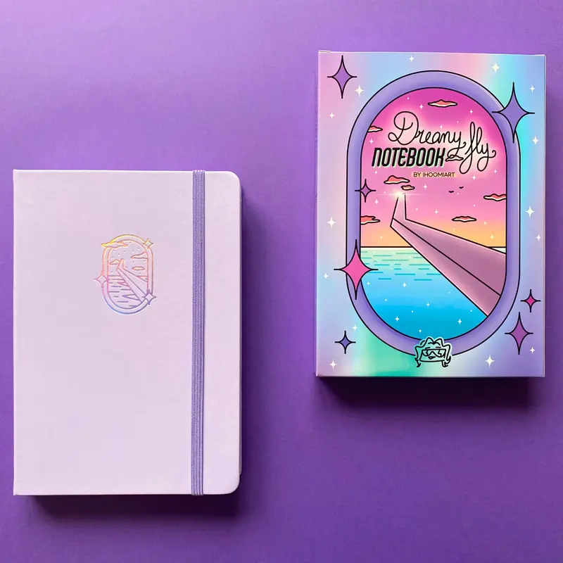 A5 Holographic Notebook – Dreamy Fly | Violet Ocean View Journal