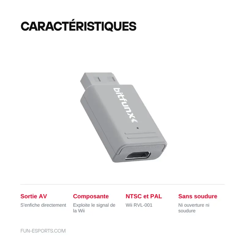 Adaptateur HDMI pour Wii — branchement direct sur la sortie AV