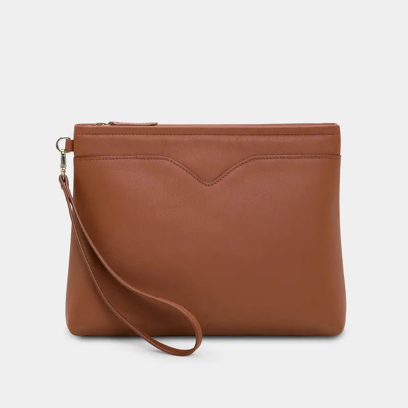 Ava Minimalist Pouch — Brown Clay Leather by Esnner