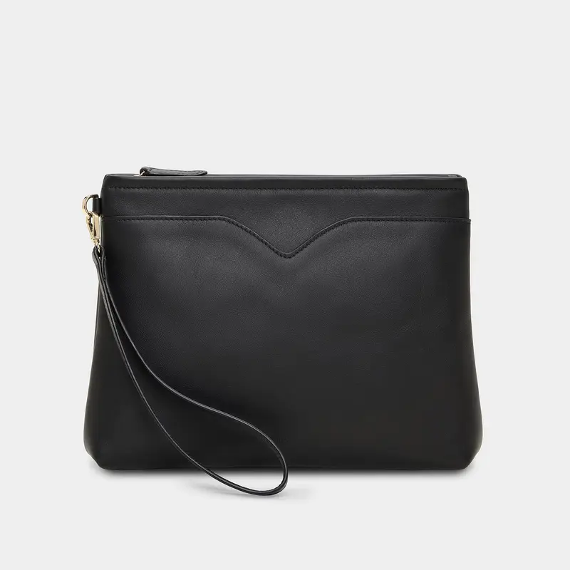 Ava Minimalist Pouch — Midnight Black Leather by Esnner
