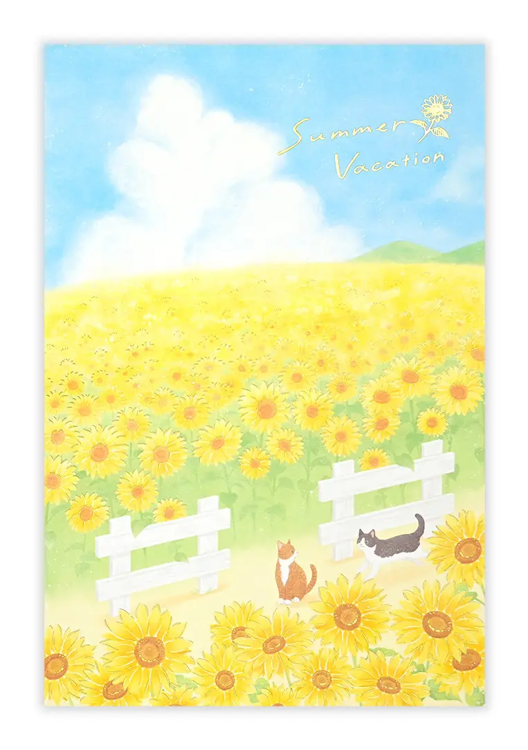 Bloc de papier à lettre - Couleurs d'été - Chat et tournesol