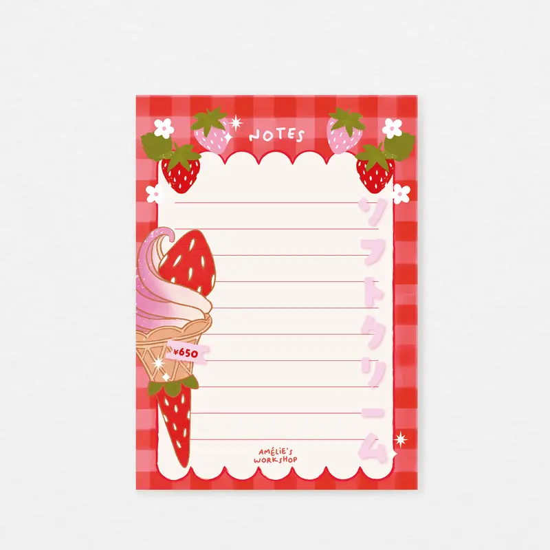 Bloc-notes A6 Glace Fraise