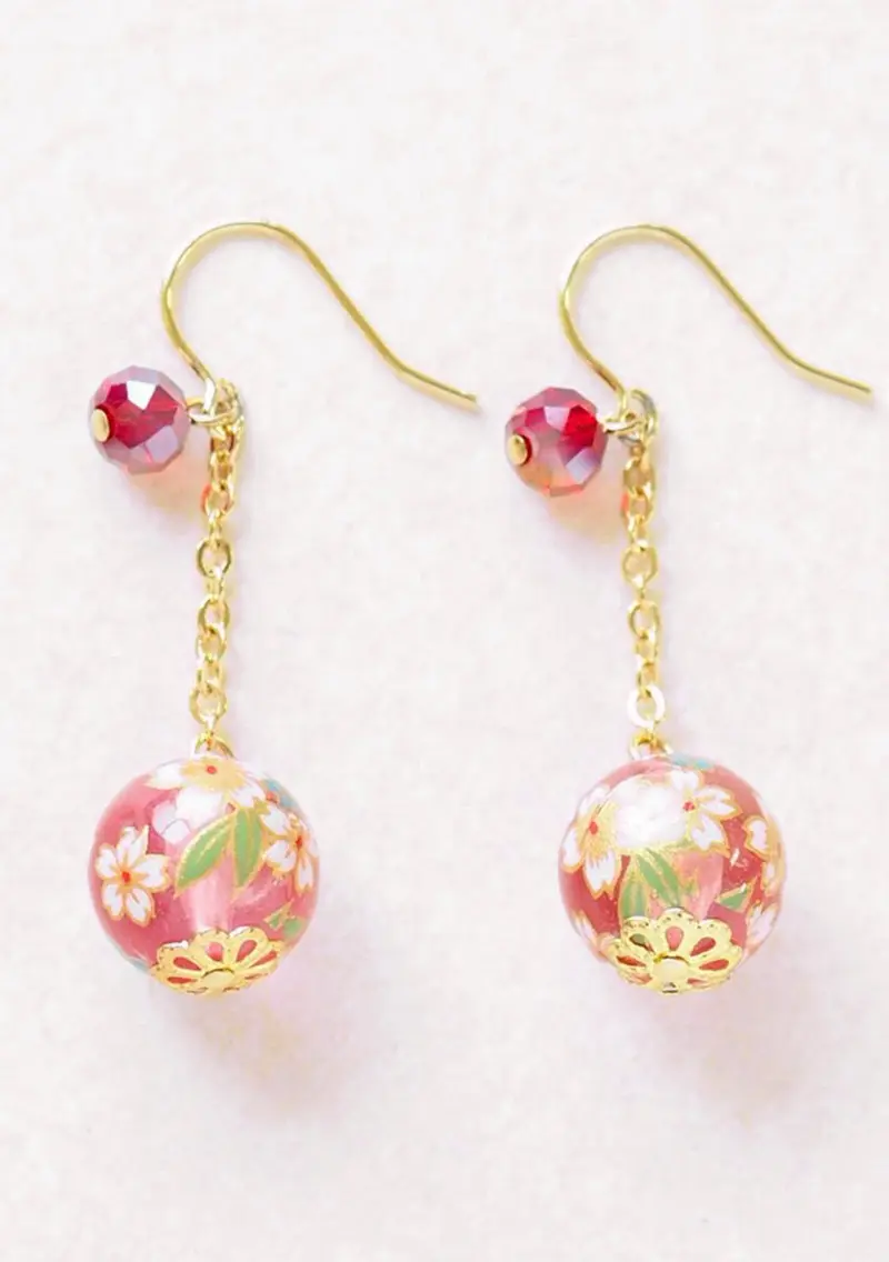 Boucles d'oreilles japonaises sakura pendantes