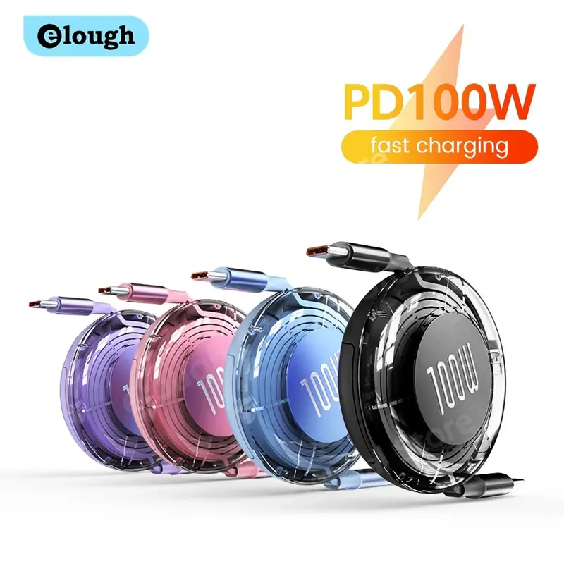Câble de chargement rétractable 100W pour Android, Iphone15/16, MacBook, Laptop...