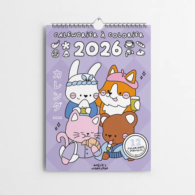 Calendrier 2026 à colorier