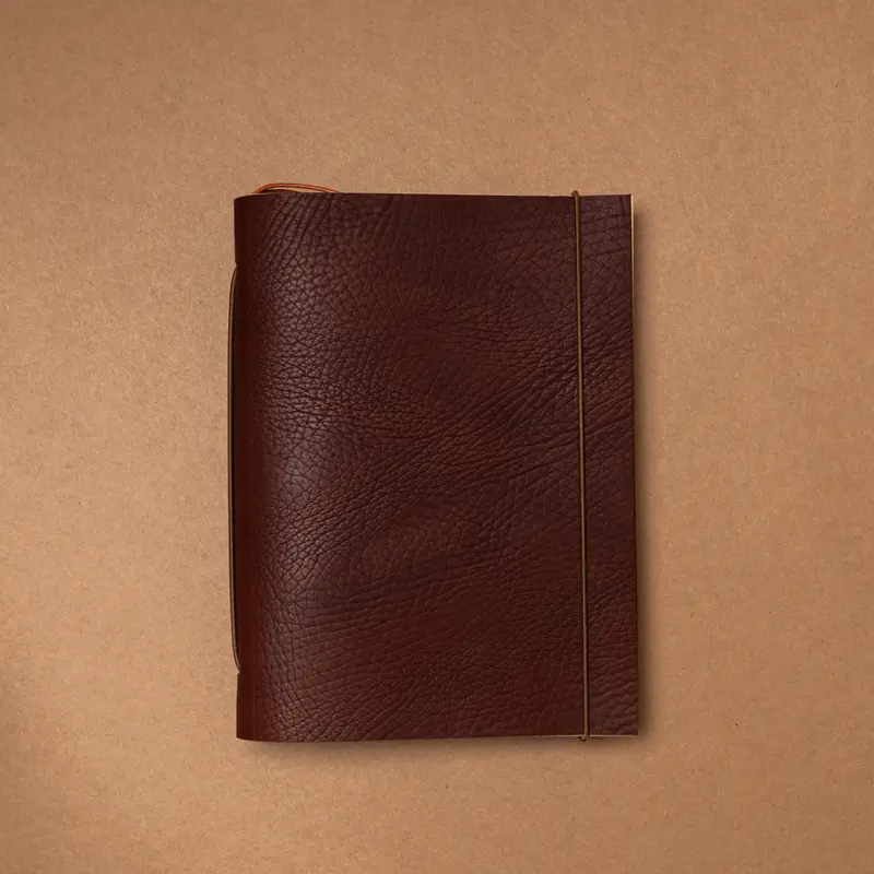 Carnet DuOrganum en cuir crispé acajou
