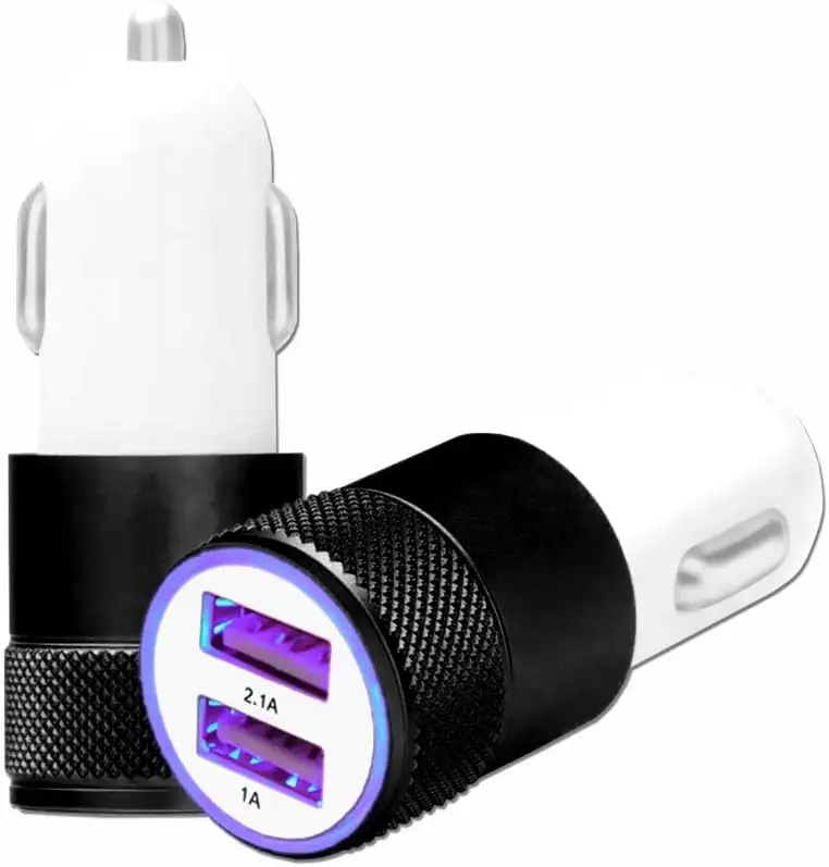 Chargeur Allume-Cigare USB Noir de voiture Double Ports Ultra Rapide USB X2 Car Charger 12/24V ** aux normes CE ** compatible pour Realme Q2