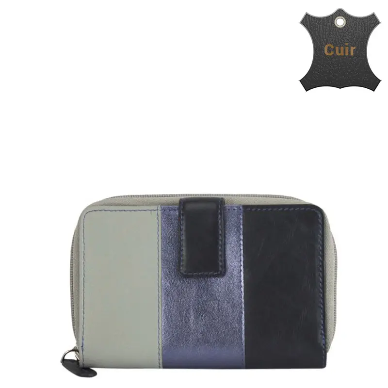 Din gris portefeuille femme cuir