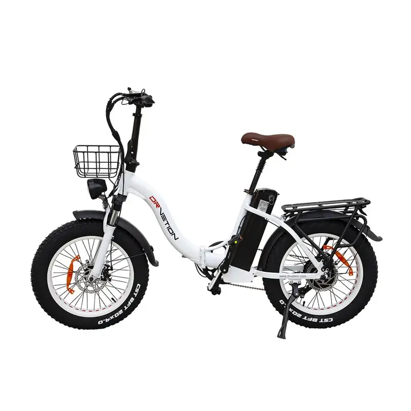 DrveTion CT20 Electric Bike - 20*4.0 Inch Tires 750W Motor 48V15Ah Battery 55-70KM Range - Pearl White