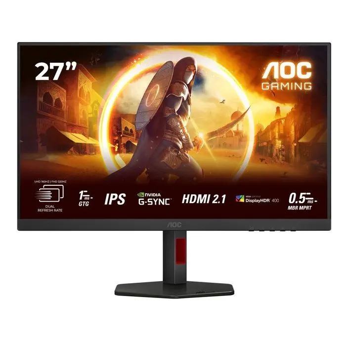 Ecran PC Gamer - AOC - 27'' - 4K 160Hz / FHD 320Hz - Dalle Fast IPS - 0,5ms - Ajustable en hauteur - U27G4R