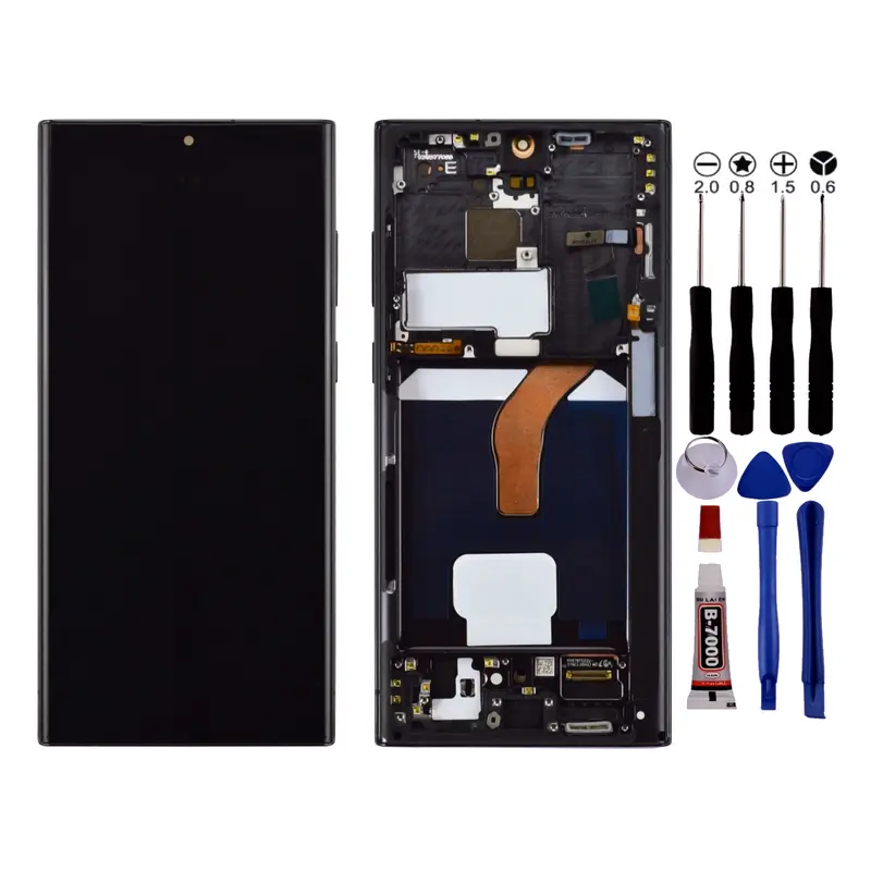 Ecran Pour Samsung S22 ULTRA SM-S908B OLED +Chassis +EMPREINTE +Outils