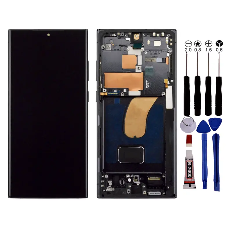 Ecran Pour Samsung S23 ULTRA SM-S918B OLED +Chassis +EMPREINTE +Outils