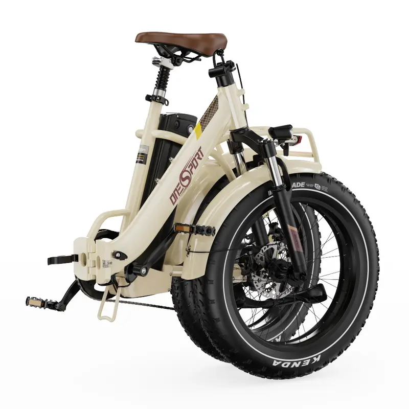 Electric Bike ONESPORT OT16 MAX - Motor 500W Battery 48V18AH 20 Inch Disc Brakes - Beige