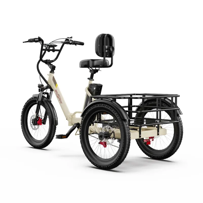 Electric Tricycle ONESPORT OT30 PRO - Motor 500W Battery 48V18AH 20 Inch Disc Brakes - Beige