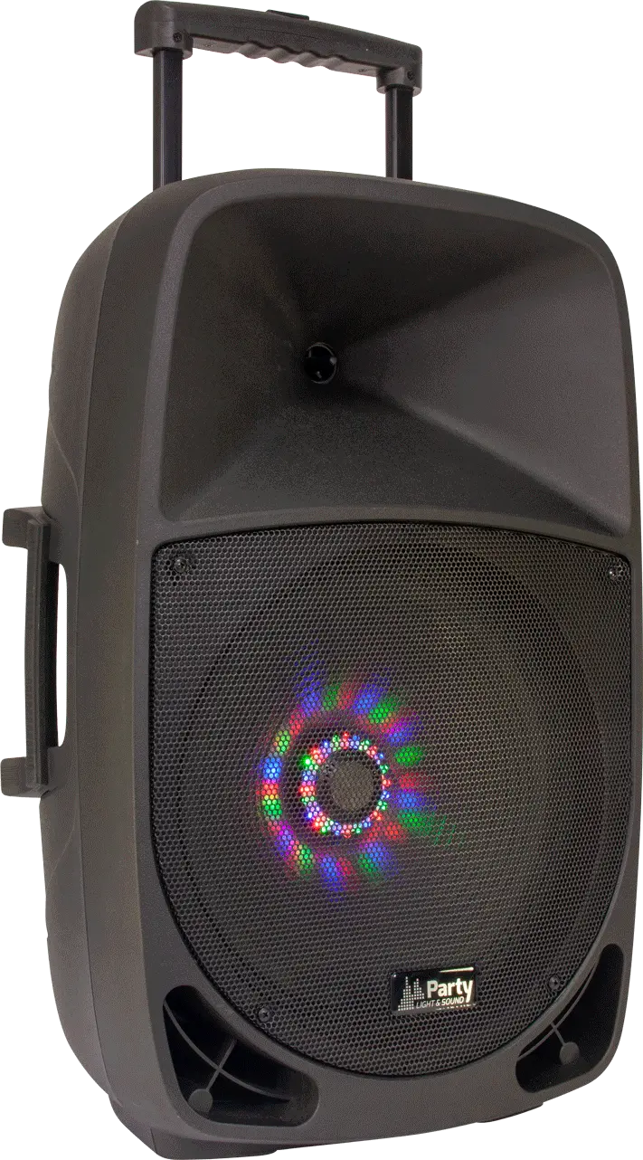 ENCEINTE PORTABLE 15’’/38CM - 800W AVEC USB, BLUETOOTH, FM ET MICRO VHF PARTY-15LED