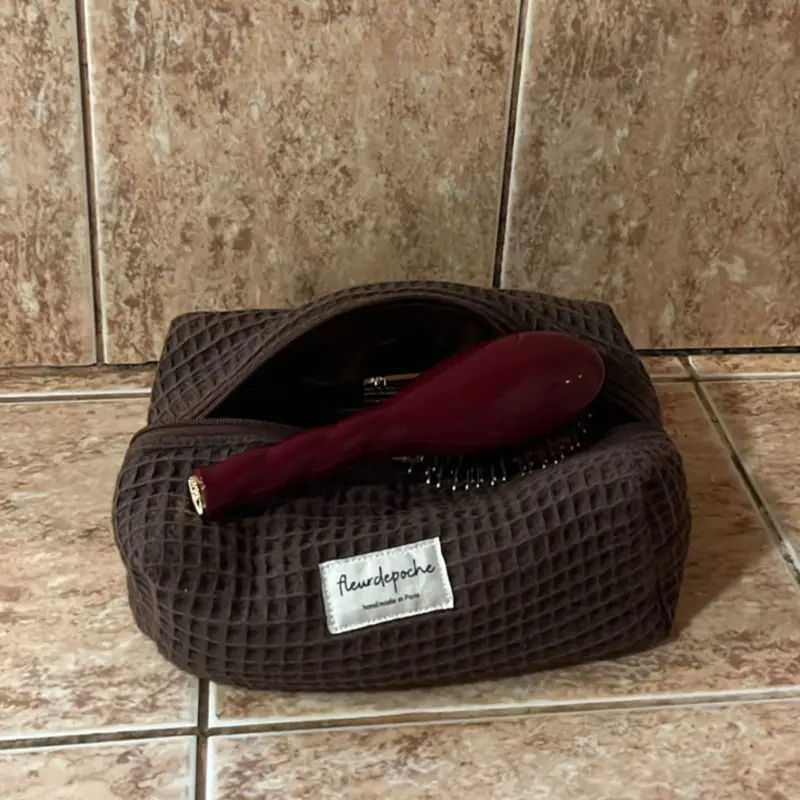 Espresso waffle makeup bag