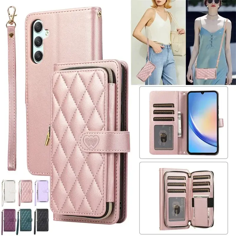 Etui portefeuille à bandoulière très élégant pour Samsung (série A fin)