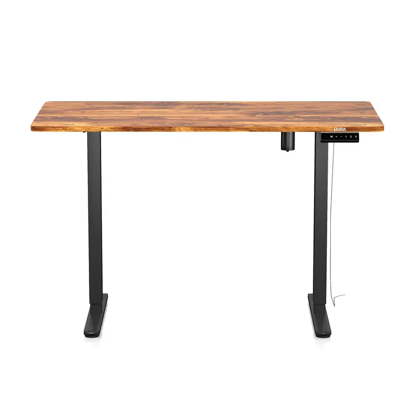 EXVEGA Orbit Walnut Height-Adjustable Work Desk