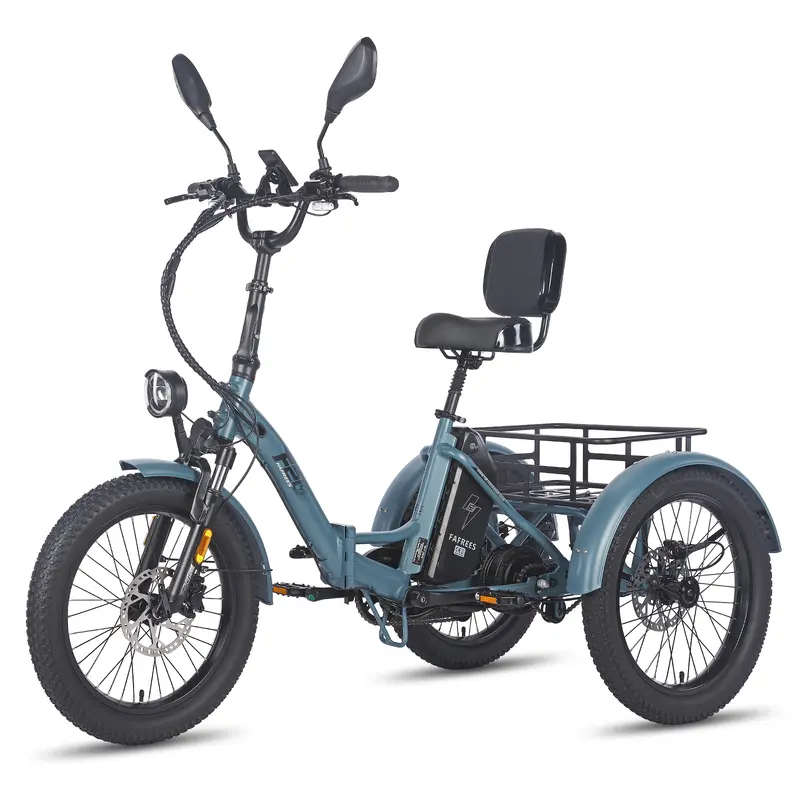 FAFREES F20 Mate Cargo E-Trike - 500W Motor 48V23.45AH Battery 20" Tires w/Backrest - Gray blue
