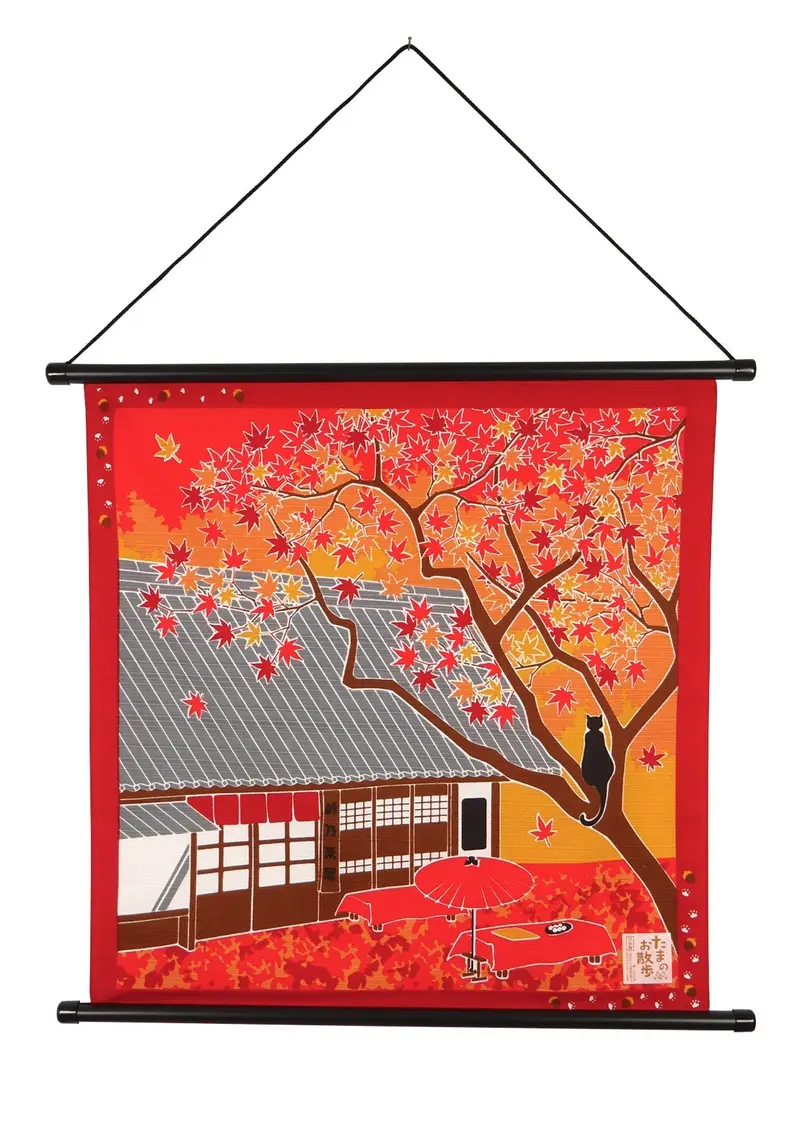 Furoshiki - Chat et feuilles d'automne momiji