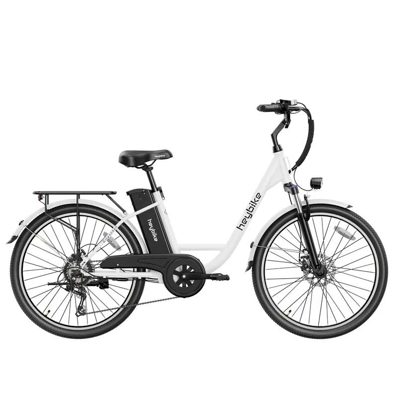 Heybike Cityscape E-Bike - Motor 250W Battery 36V10AH 26 Inch Wheels Mechanical Disc Brakes - White