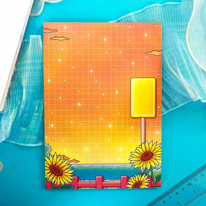 Hot Summer A5 Notepad - Sunflower and ocean view
