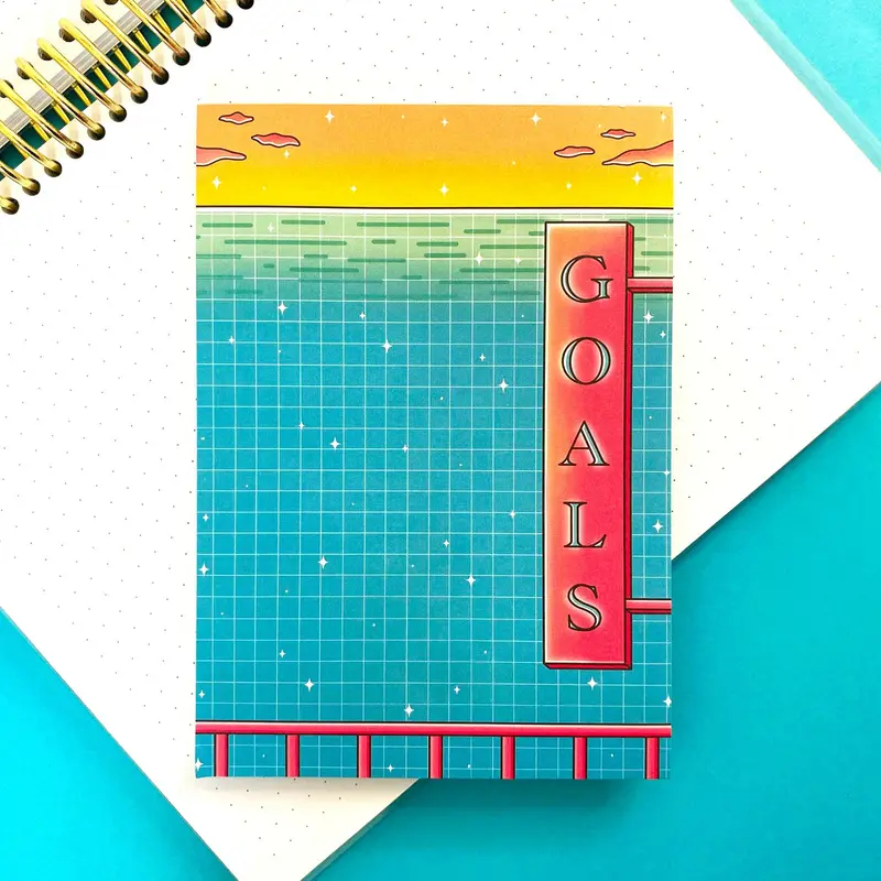 Hot Summer A6 Notepad – Goals and ocean view | Vaporwave and Summer vibes