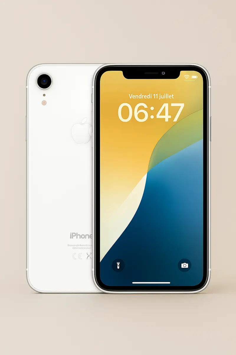 iPhone XR Blanc 128 Go – Très Propre, Batterie Neuve 100%, Avec Boîte d’Origine (Sans Chargeur)