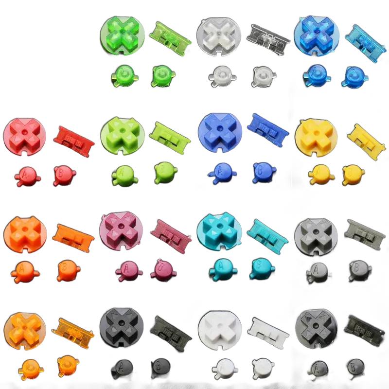 Jeu de boutons Game Boy Color — A/B, croix, Start/Select, 15 coloris