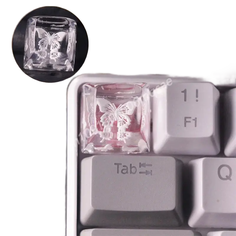 Keycap papillon en résine translucide — profil SA ou OEM, tige MX