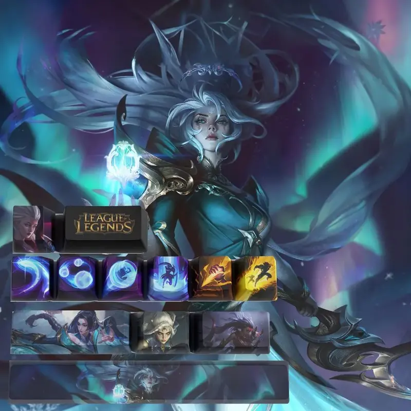 Keycaps Diana League of Legends – bleu nuit et argent pour un setup sombre