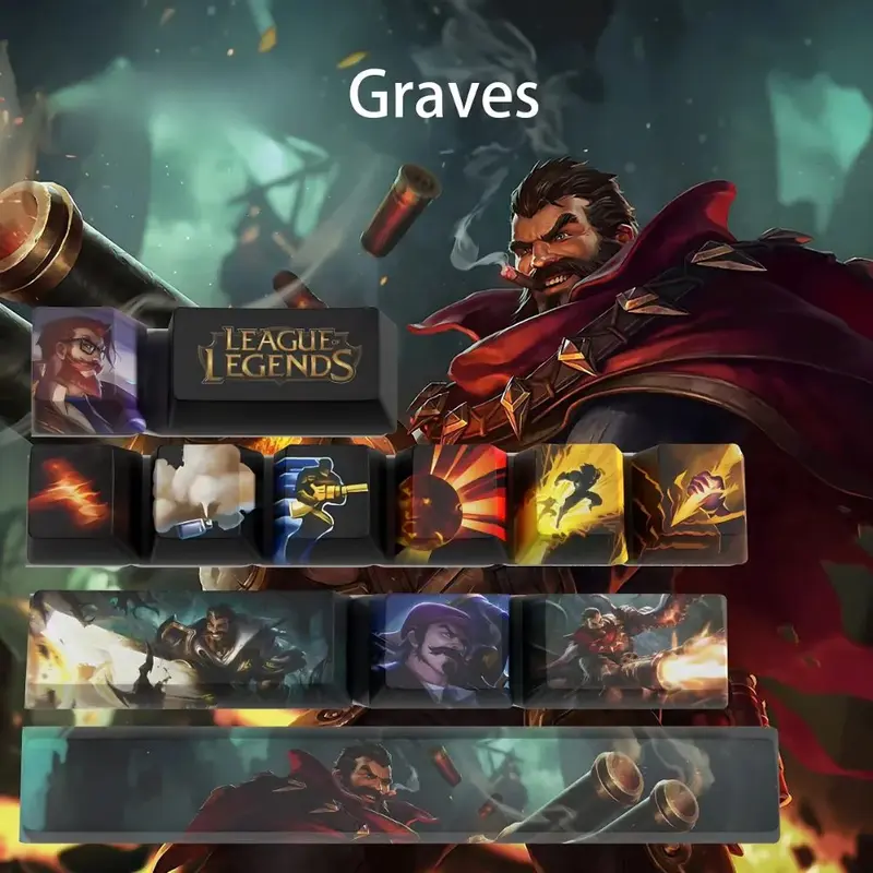 Keycaps Graves League of Legends – Finition mate anti-traces