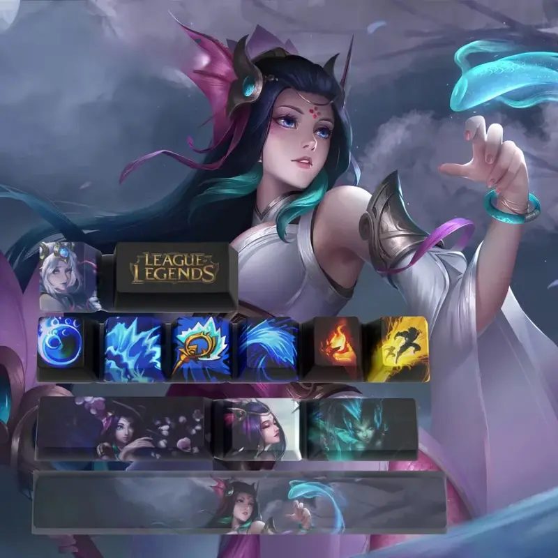 Keycaps Nami League of Legends – aqua et pastel pour un setup doux