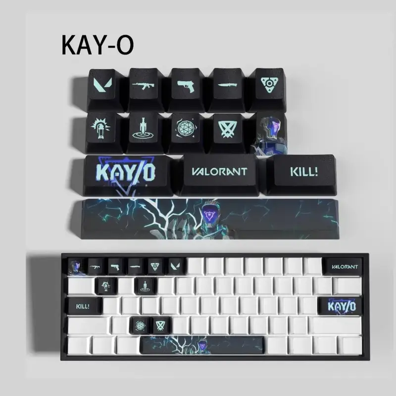 Keycaps Valorant KAY/O – Set de 14 touches PBT pour clavier mécanique